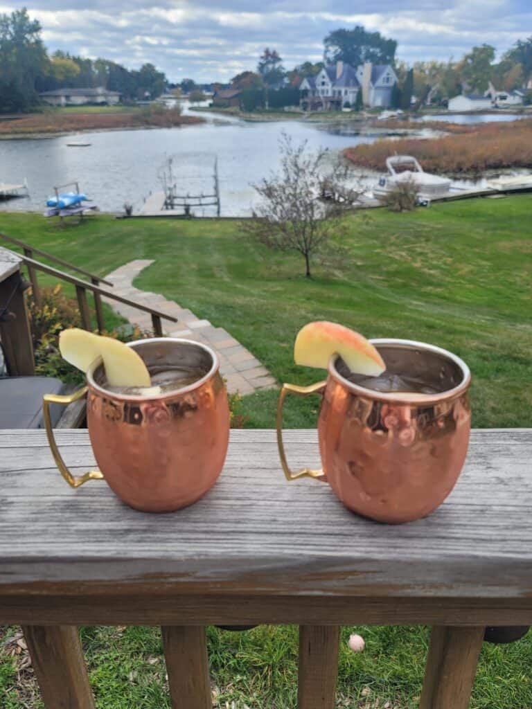 Apple Cider Moscow Mule in a Copper Mug