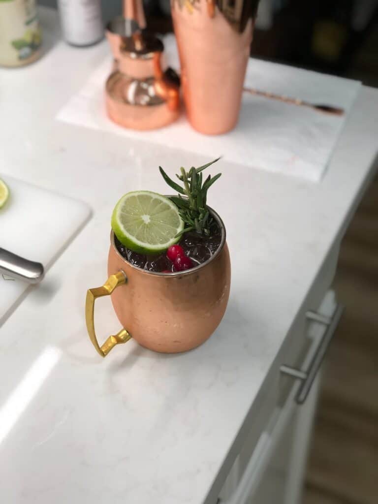 Mule cocktail in a copper mug