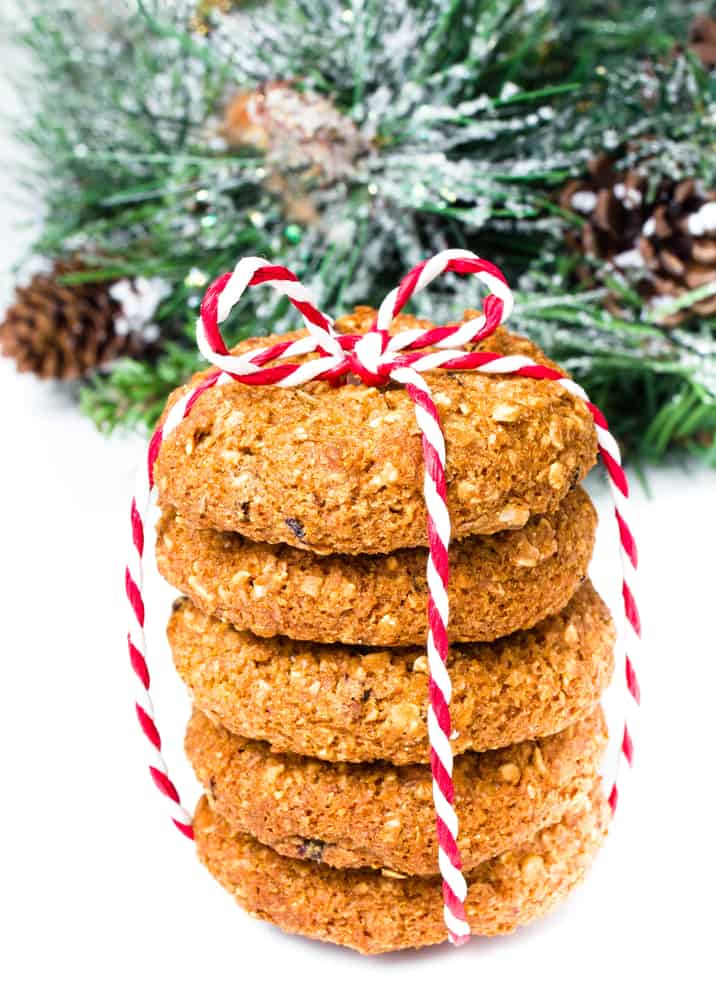 Oatmeal Cookies wrapped in red and white string
