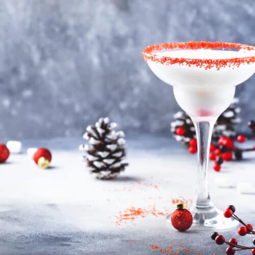 White margarita with a wintery background