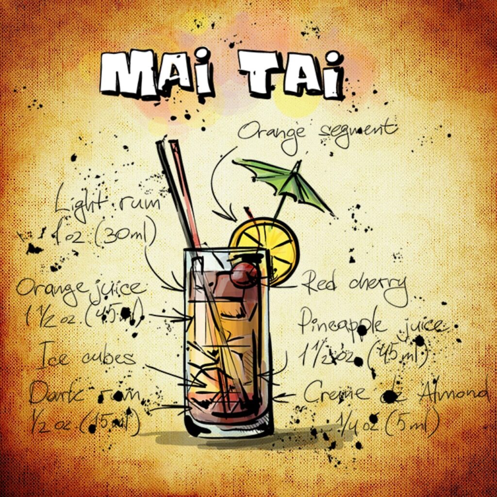 Mai Tai Cocktail cartoon
