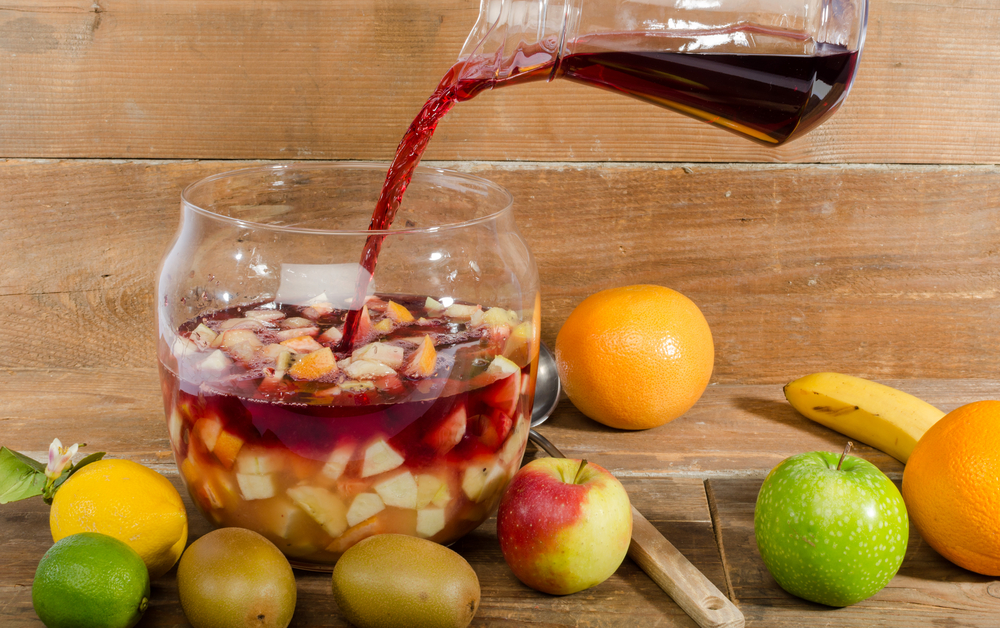 Holiday Punch with fruit in a punch bowl