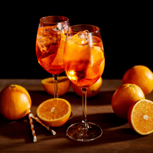 Aperol Spritz made with Prosecco and garnished with orange slices