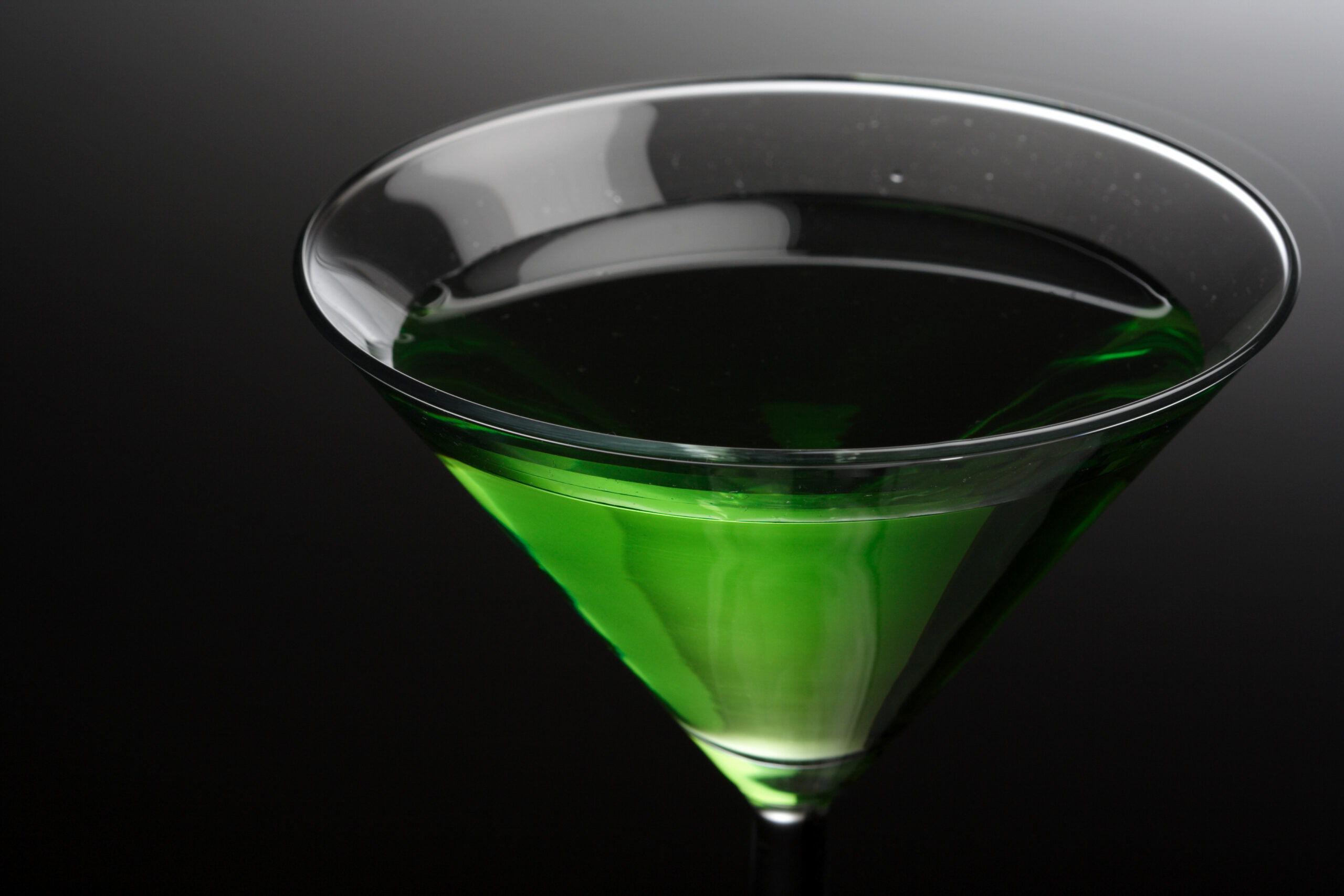 St. Patrick's Day Cocktails: Emerald Isle Cocktail, green liquid in a Martini glass