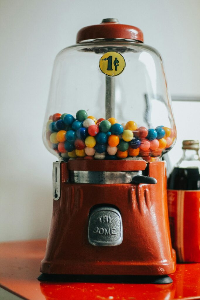 Bubblegum machine filled with gumballs